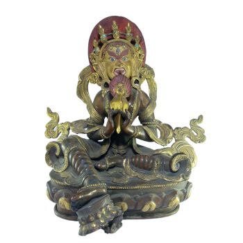 Old Stock , Tibetan Statue of Wrathful Tara -One of 21 Tara, Partly Gold Plated and Painted face , Last Stock