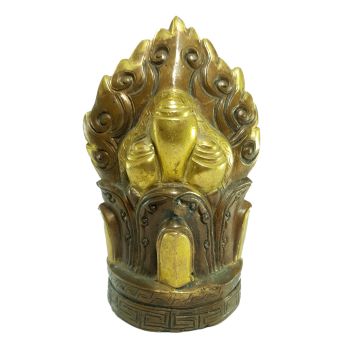 Old Stock Tibetan offering Partly Gold Plated , Painted Face