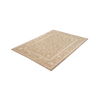 Nepali Handmade Wool and Silver Flower Design Carpet , 100knots , Natural