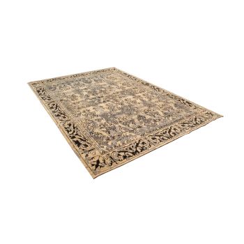 Nepali Handmade Woolen Abstract Carpet , 100knots , Color Code Grey + Silk