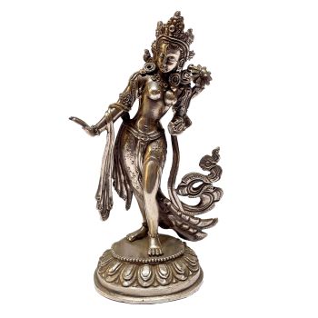 Masterpiece , Sterling Silver, 286 Gram Statue of White Tara, Old Stock