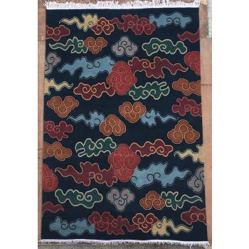 Tibetan Traditional Cloud Design Hand-Knotted Woolen Carpet