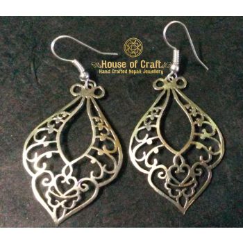 Light Weight Hand-Made White Metal Chest Heart Earring