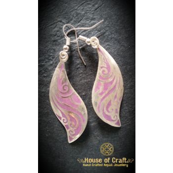 Hand-Made Light Weight Stone Filled White Metal Curved Earring