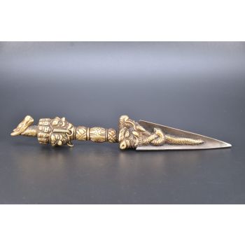 Rare 9" Antique Tibetan Thunderbolt Buddhist Shaman Mahakala Phurwa Phurba Amulet Dagger
