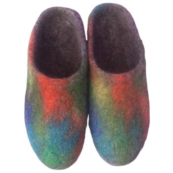 Handmade Pure Woolen Unisex Multicolor Felted Shoes Slippers