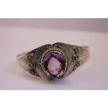 Handmade Amethyst Sterling Silver Bangle