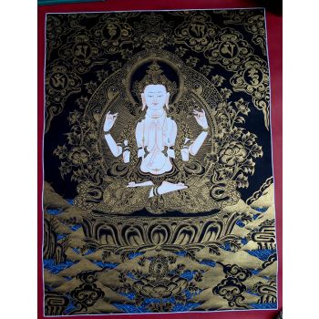 Tibetan Buddhism Goddess Chenrezig Khacheri Hand Painting Thangka  