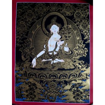 Tibetan Buddhism Goddess White Tara Thangka Painting 