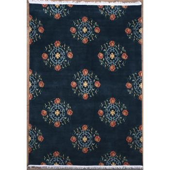 Nepalese Tibetan Traditional Design Hand-Knotted Woolen Carpet