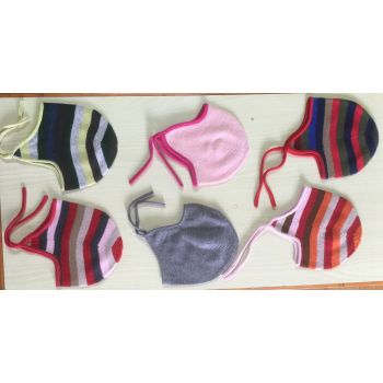 Pure Cashmere kids cap with string Hand Knit in Nepal