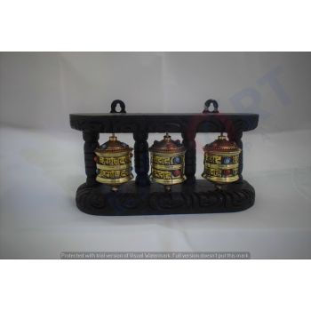  Carved wooden frame Prayer Wheel 