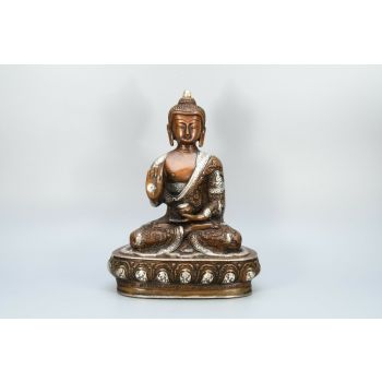 Brass Metal Oxidized Silver Colored Medicine Buddha Statue