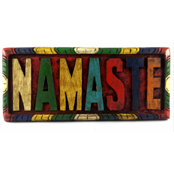 Wooden Small Namaste Wall Hanging - Painted
